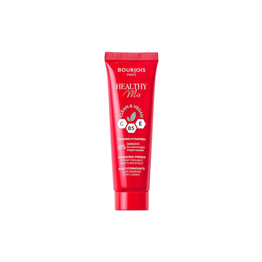 Bourjois Healthy Mix Hydrating Makeup Primer red tube on a white background