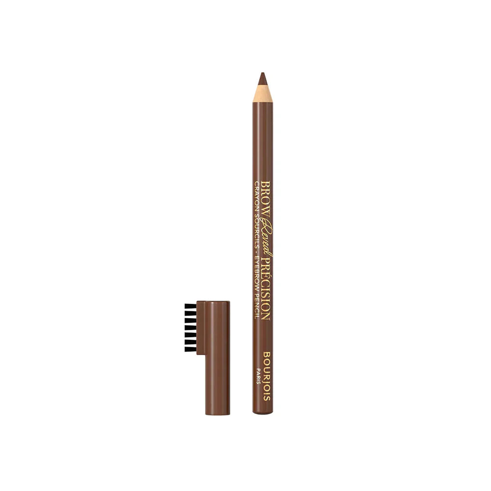 Bourjois Reveal Brow pencil with brush attachment on a white background, branded as Bourjois.