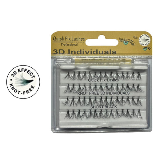 Quick Fix Eye Lashes 3D Individuals Knot Free - Short Black