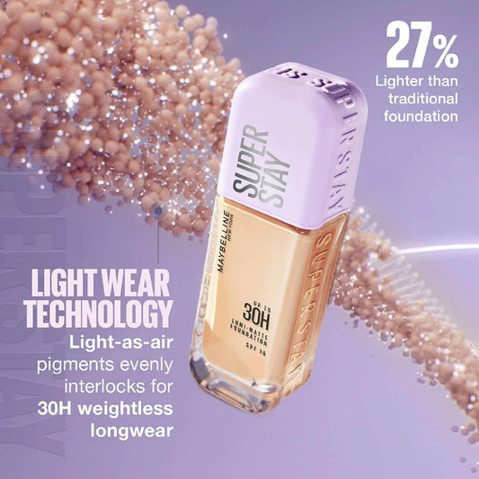 Maybelline Long-Lasting Liquid Foundation Super Stay Lumi-Matte - 30H Longwear, All Skin Types