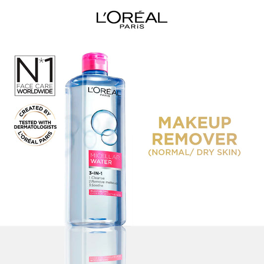 L’Oréal Paris 3-in-1 Refreshing Micellar Water, Deep Cleansing & Moisturize - For Dry to Normal Skin