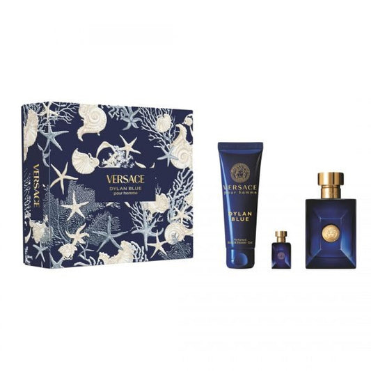 Versace Dylan Bleu Eau De Toilette For Men Gift Set - 100 ML + 5 ML + Shower Gel 150 ML