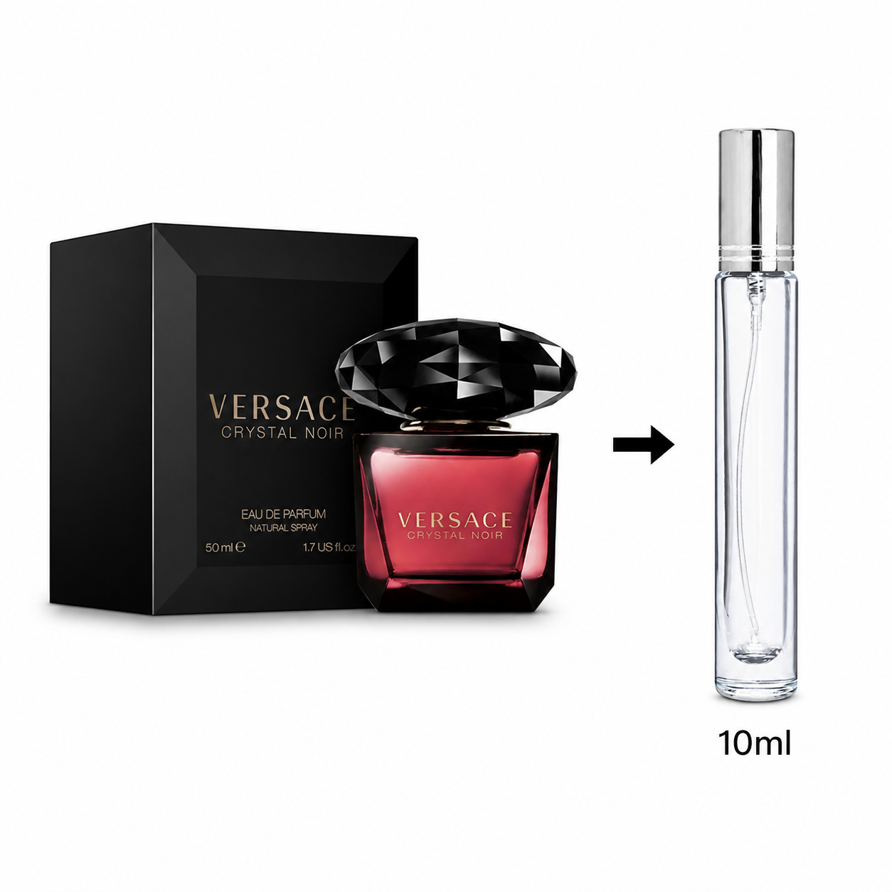 Versace Crystal Noir Eau De Parfum For Women - 10 ML / 175 Sprays - Decanted From Original Bottle