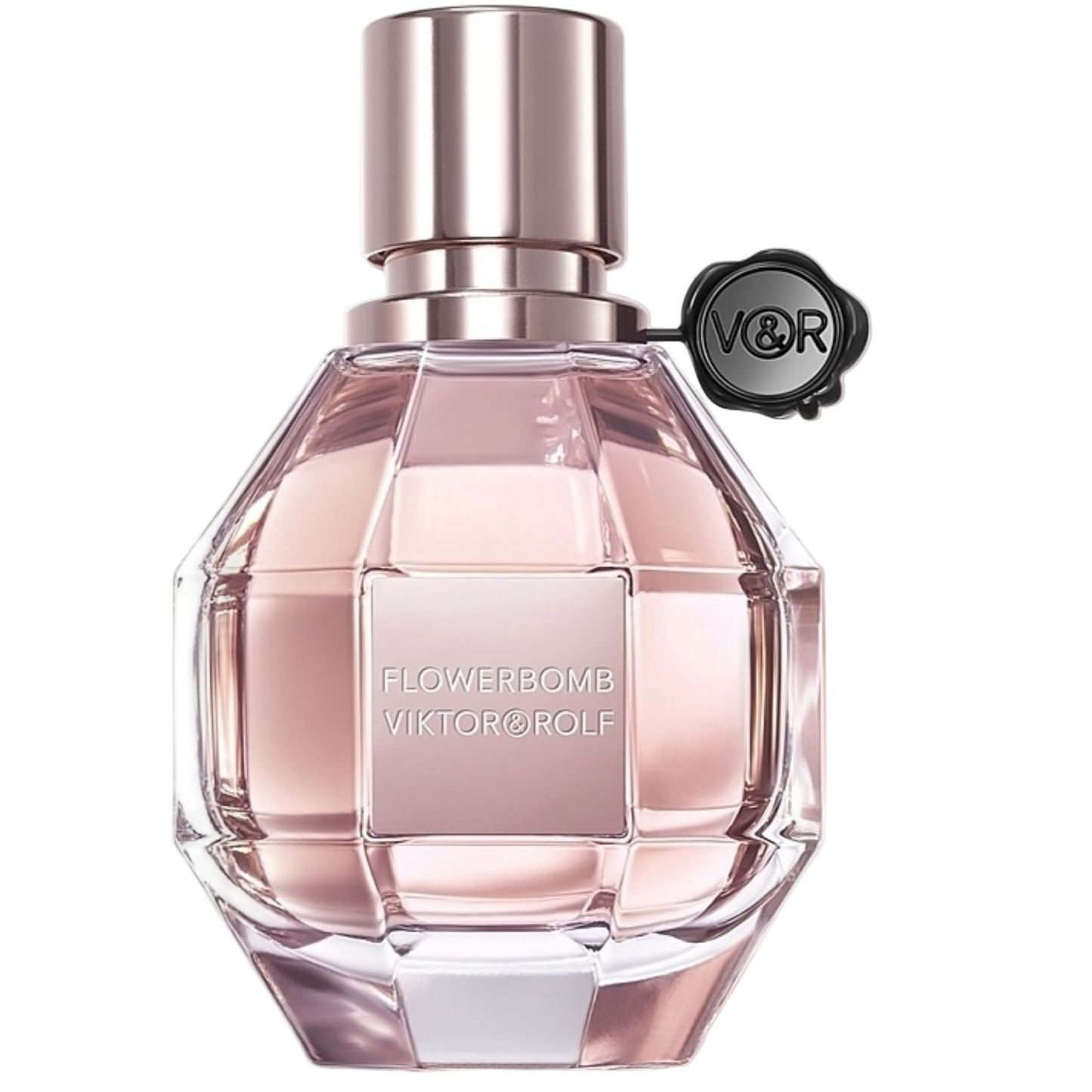 Perfume bottle labeled 'Flowerbomb' by Viktor & Rolf on a white background