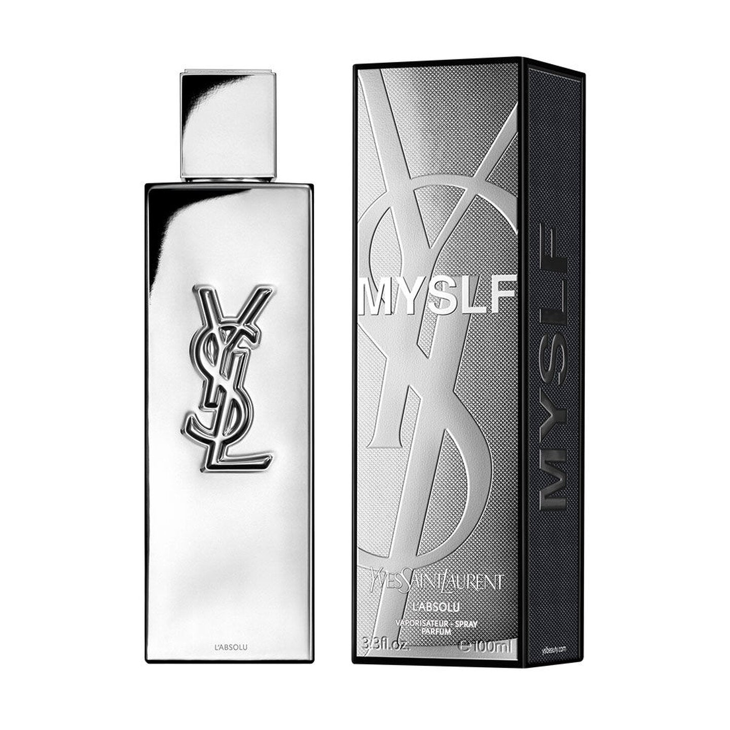 YSL perfume bottle and packaging on a white background