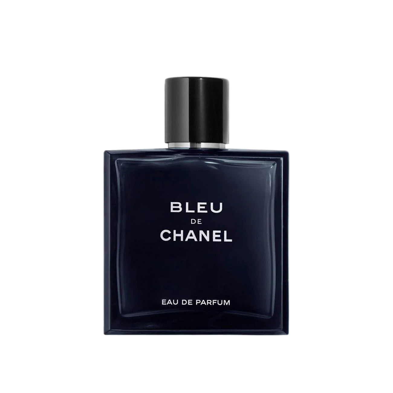 Bleu de Chanel Eau de Parfum bottle on a white background