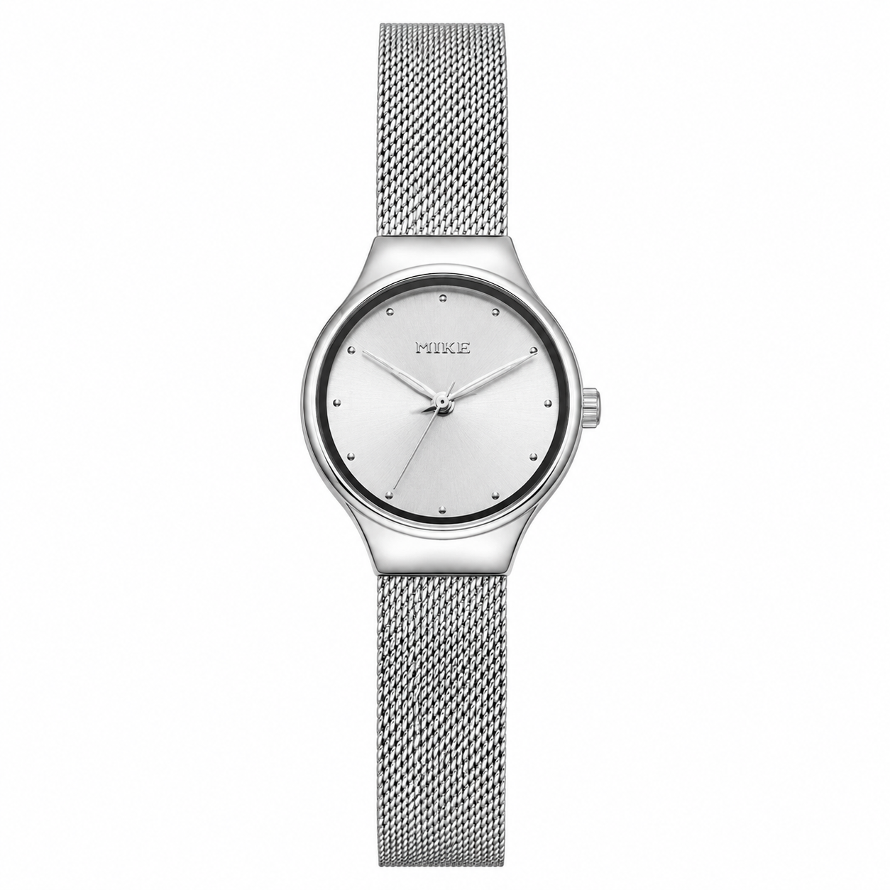 Mike Silver Mesh Minimal Watch For Women