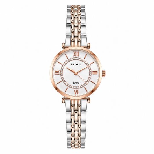 Mike Rose Silver Crystal Watch For Women - 8370L