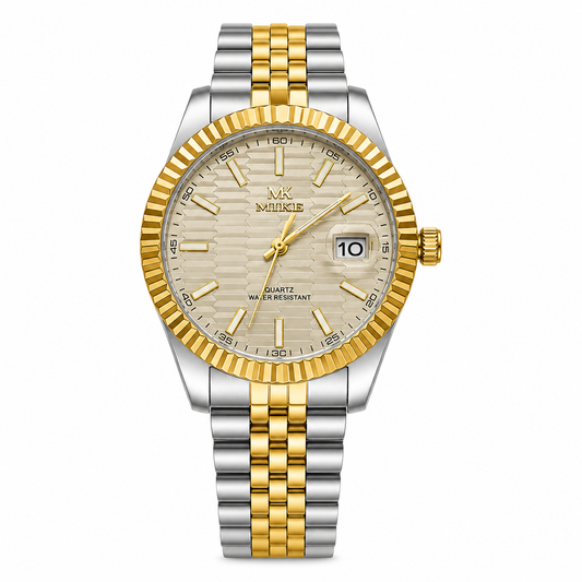 Mike Classic Watch For Men - Gold And Gray