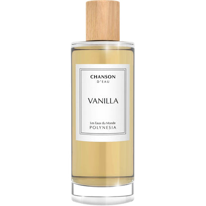 Perfume bottle labeled 'Vanilla' by Chanson d'Eau on a white background