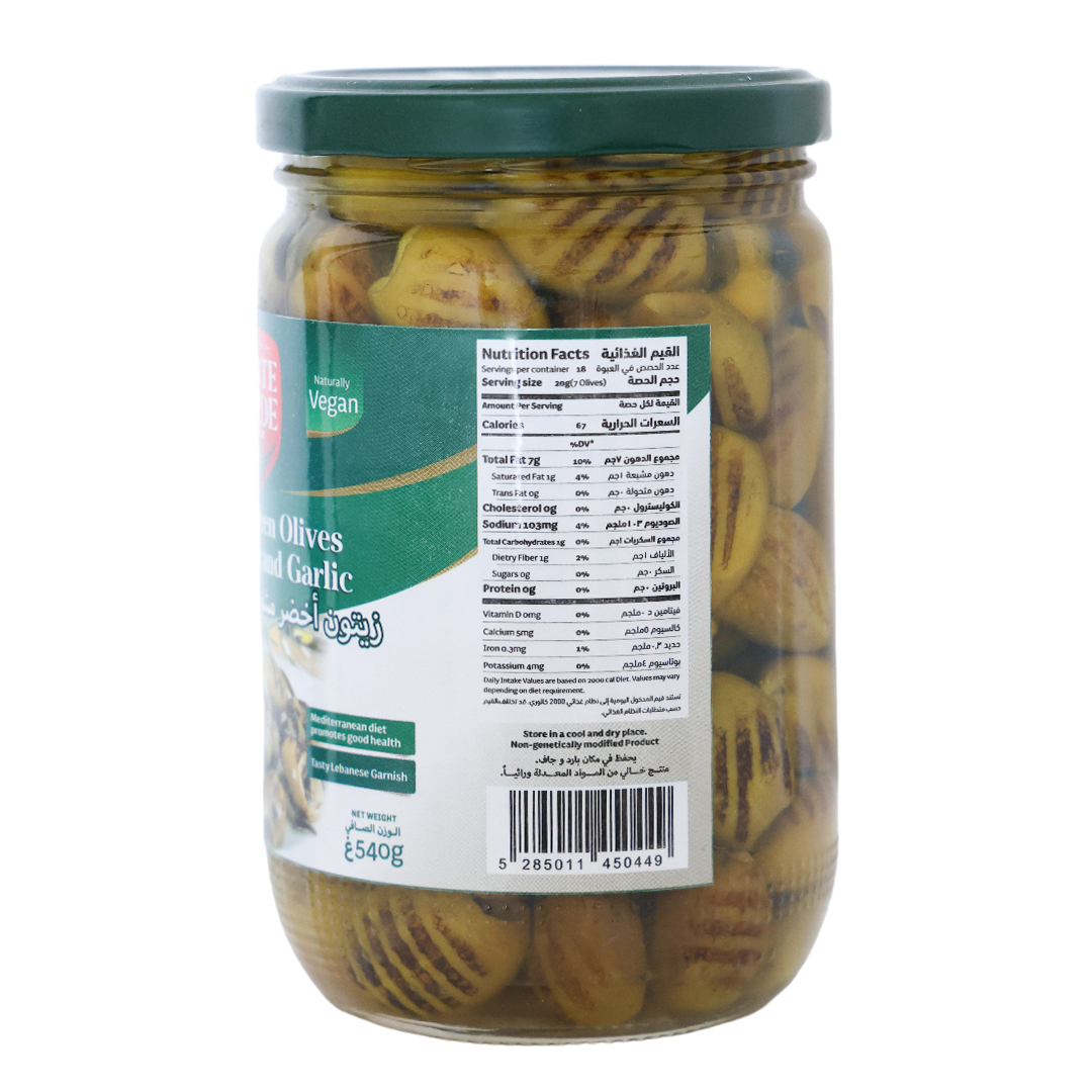 Monte Verde Grilled Green Olives With Lemon And Garlic Jar - 540g