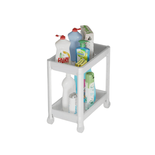 Multipurpose 2-Tier Shelving Unit with Wheels - 36x23x40cm