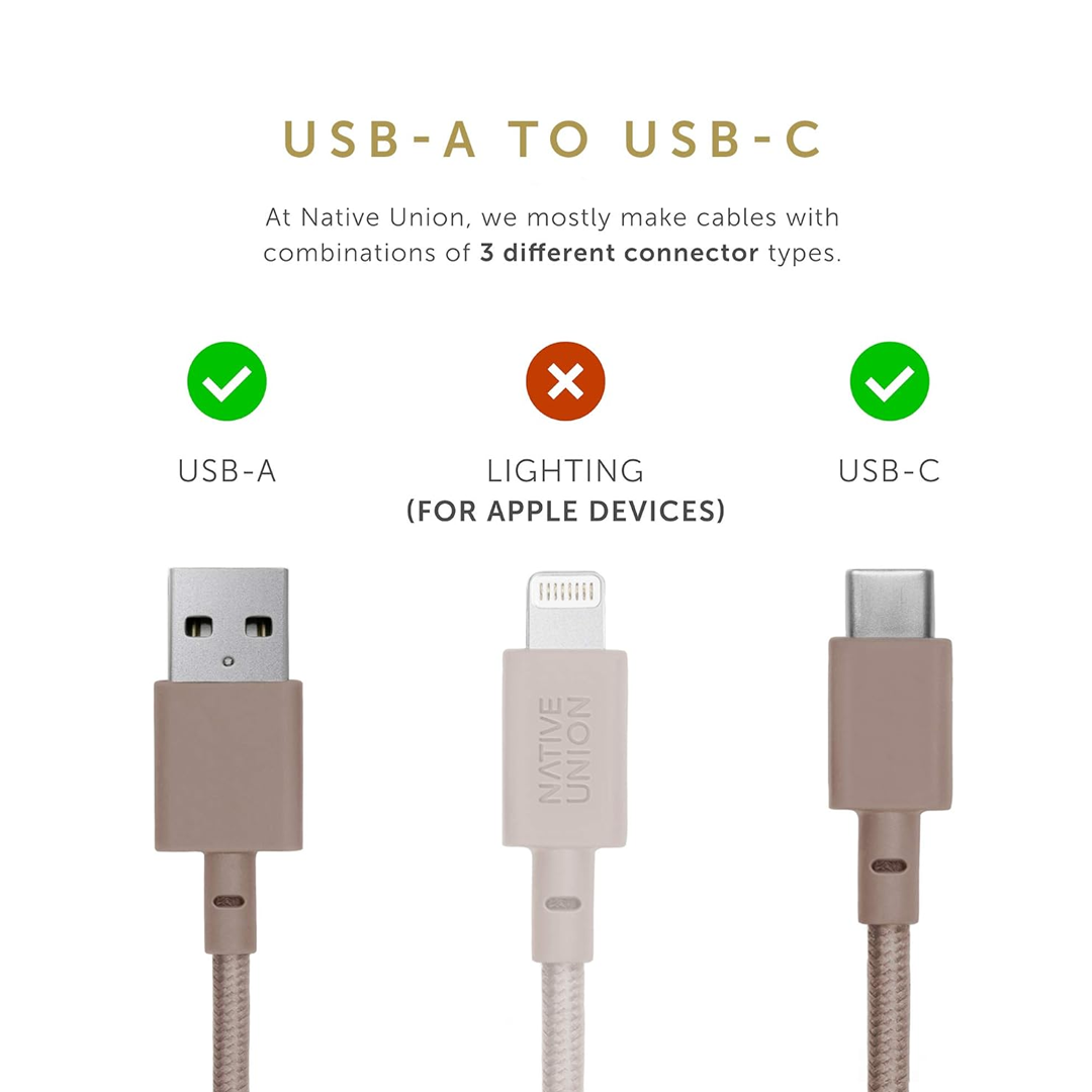 Native Union Night Cable USB-C to USB-A-10ft 3m Zebra