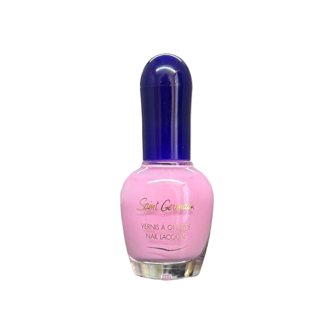 Saint Germain Pink nail polish bottle with blue cap on a white background
