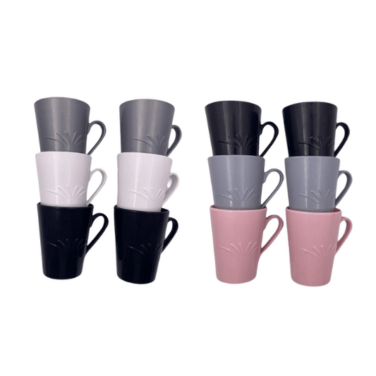 Set of 6 Colorful Plastic Mugs with Handles