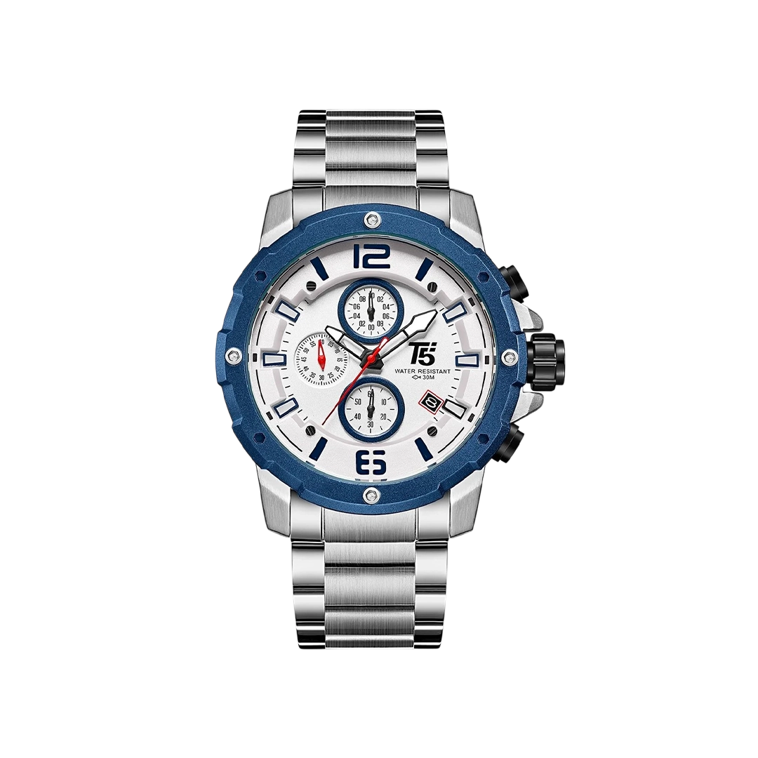 T5 Original Chronograph Watch For Men - Silver And Blue