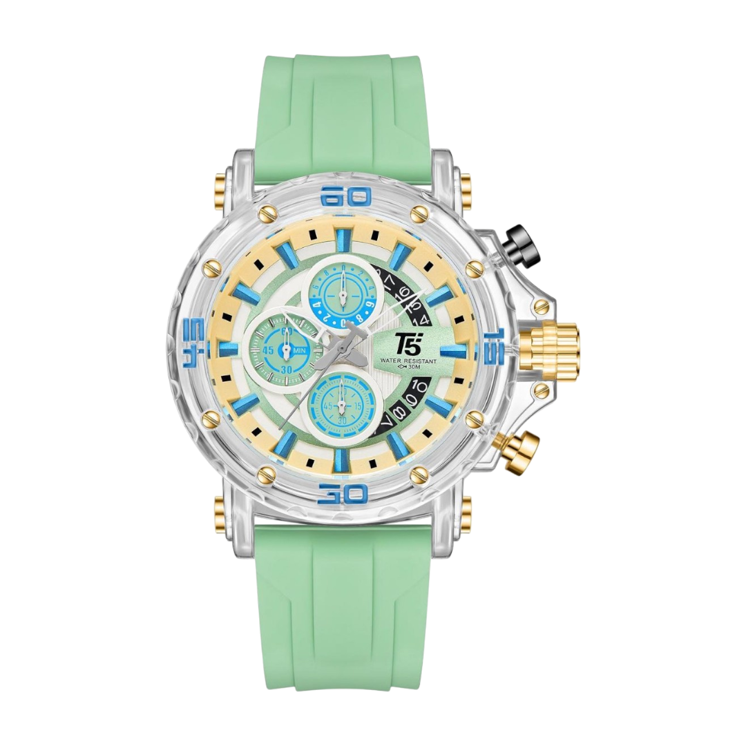 T5 Silicone Strap Chronograph Watch For Men - Green