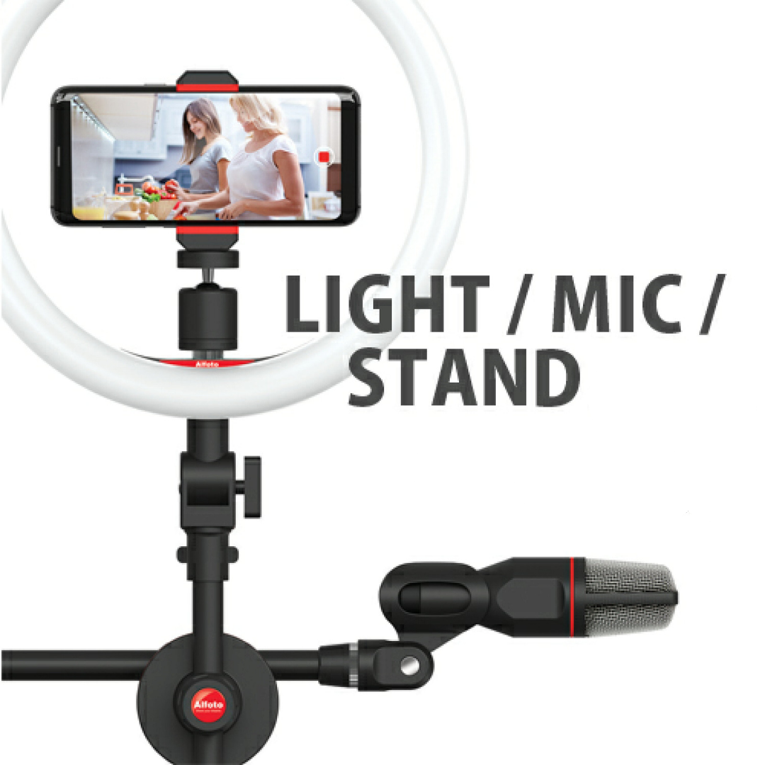 Alfoto AF99 Premium Creator Video Kit with Microphone and ONAIR LED Sign