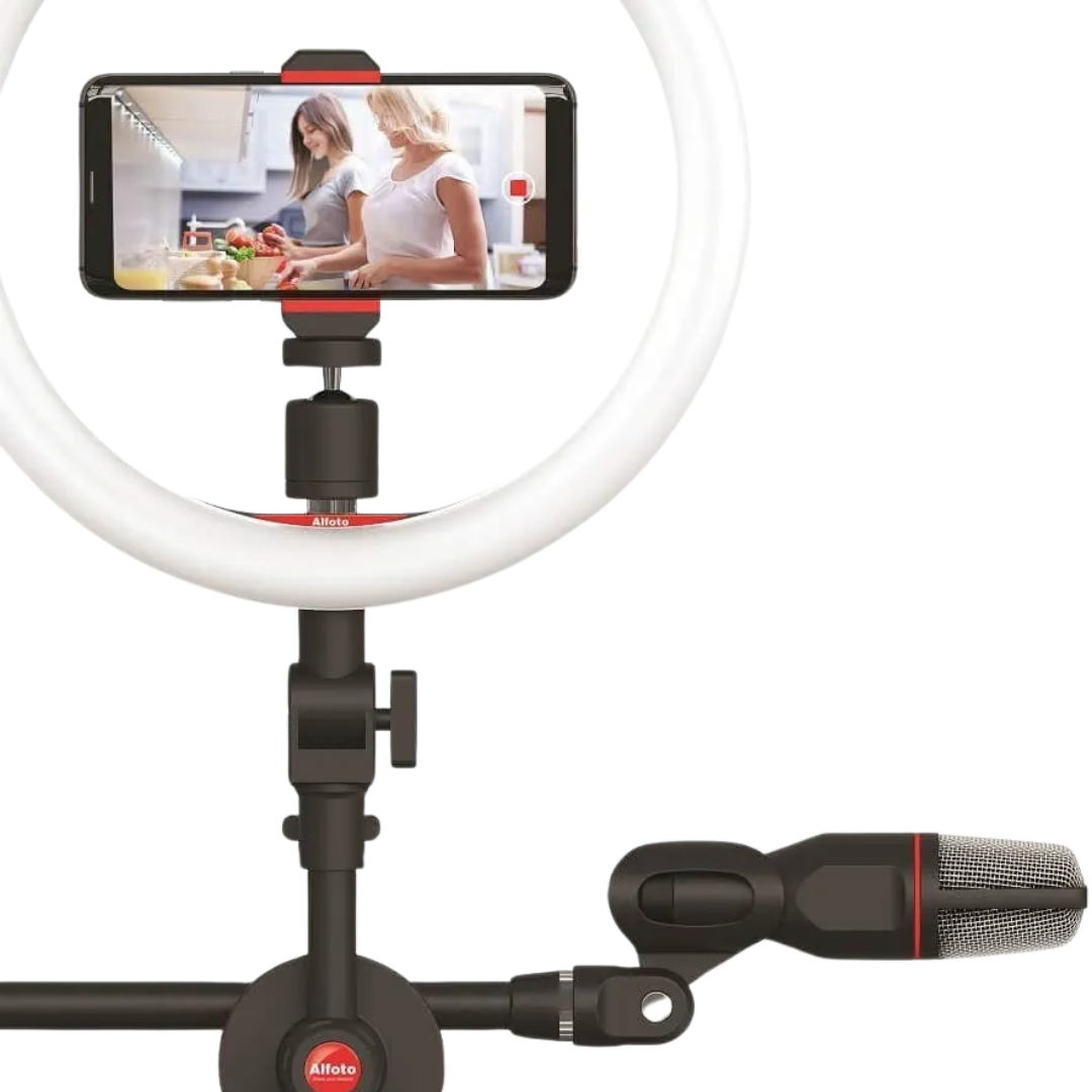 Alfoto AF99 Premium Creator Video Kit with Microphone and ONAIR LED Sign