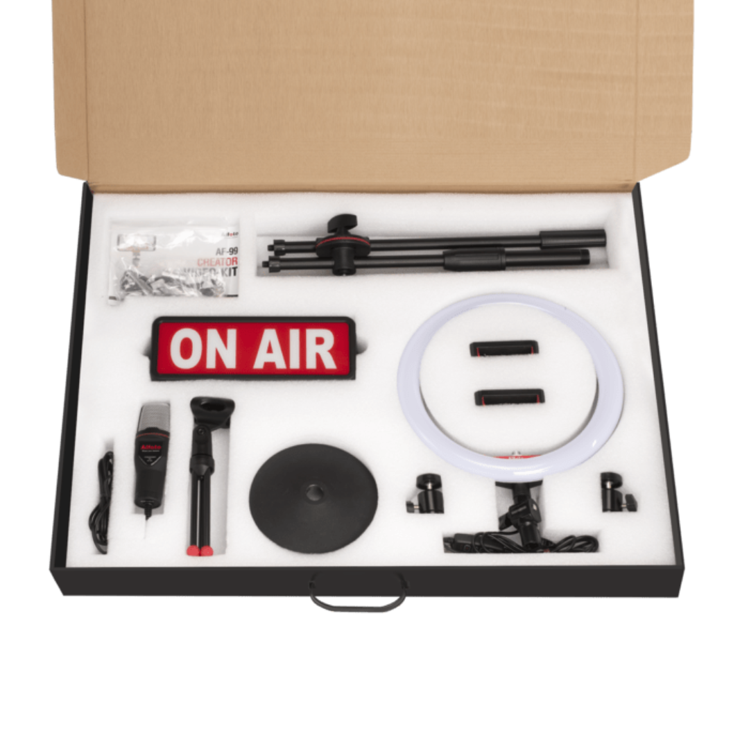 Alfoto AF99 Premium Creator Video Kit with Microphone and ONAIR LED Sign