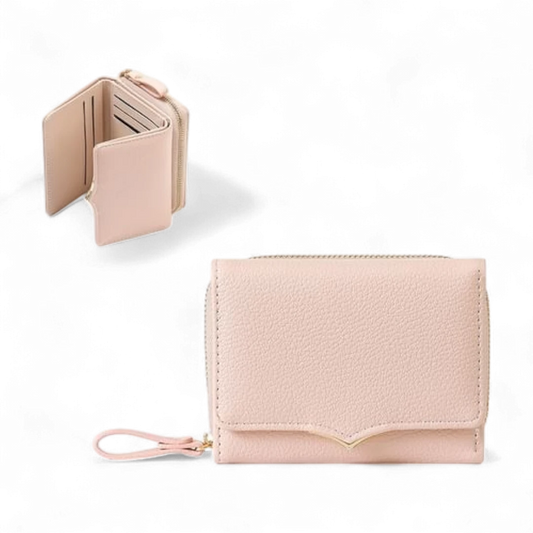 Trifold Compact Women’s Wallet – Card Holder, Multifunctional with Zipper Coin Pocket