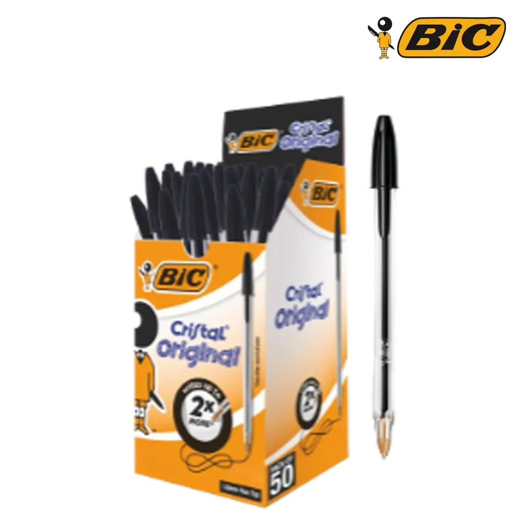Bic Cristal Original Ball Point Pen Box Of 50 - Black – MENKELCHI