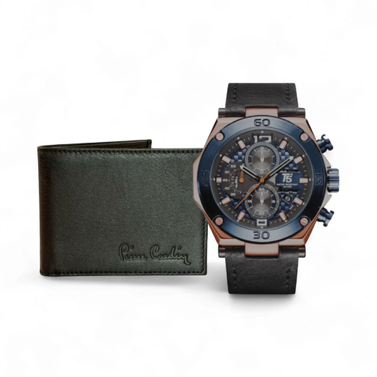 Father’s Day Stylish Accessories Gift Set - T5 Watch & Leather Pierre Cardin Wallet