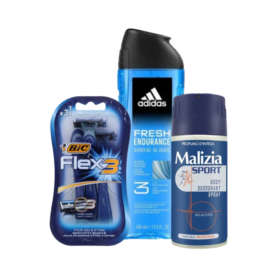 Father’s Day Body & Personal Care Gift Set - Malizia Deodorant, Adidas Shower Gel & Bic Razors