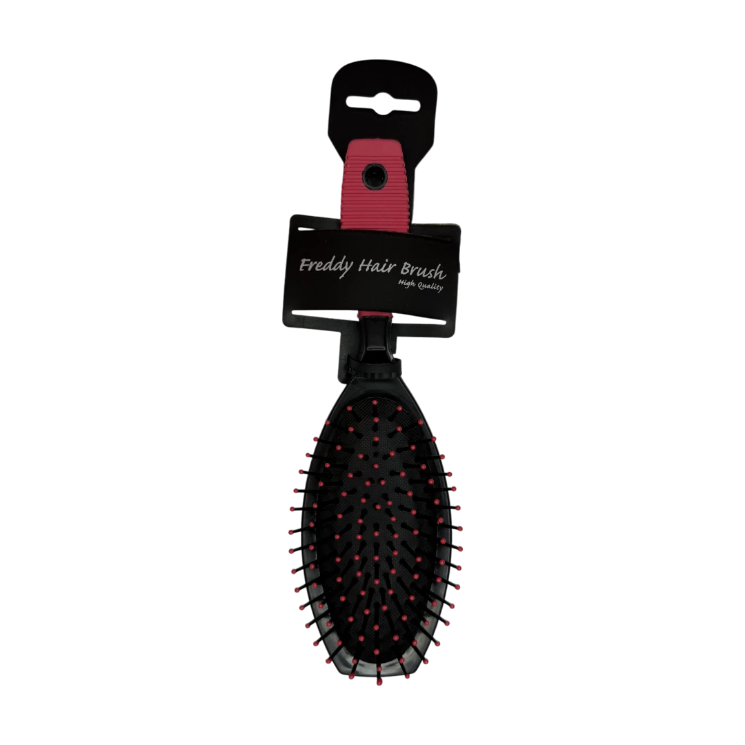 Pretty Lady Oval Hair Brush – Red Grip, Anti-Slip Handle (FHB164)