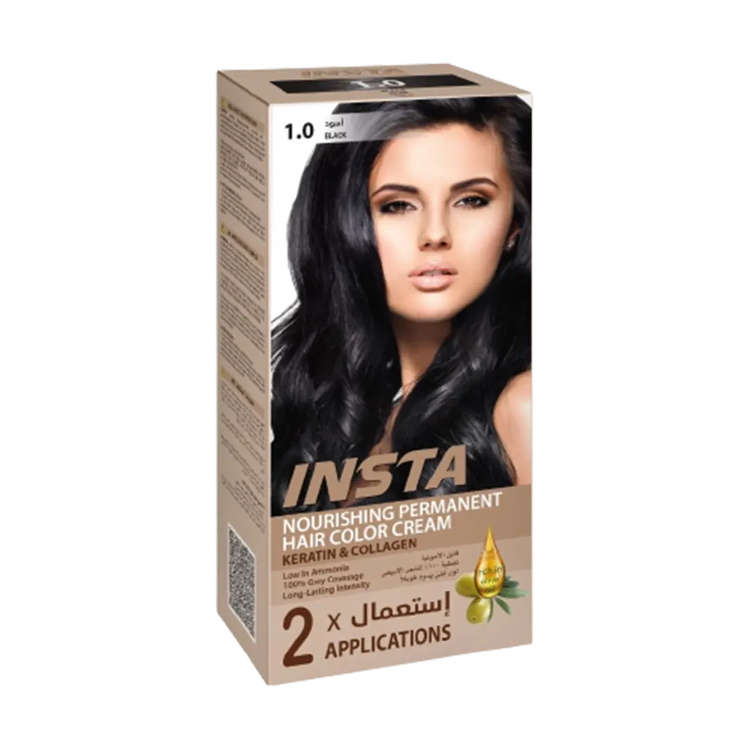 Insta Nourishing Permanent Hair Color Cream Keratin & Collagen - 110ml