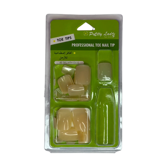 Toe Nail Tips with Glue – 48 Pcs – Pretty Lady