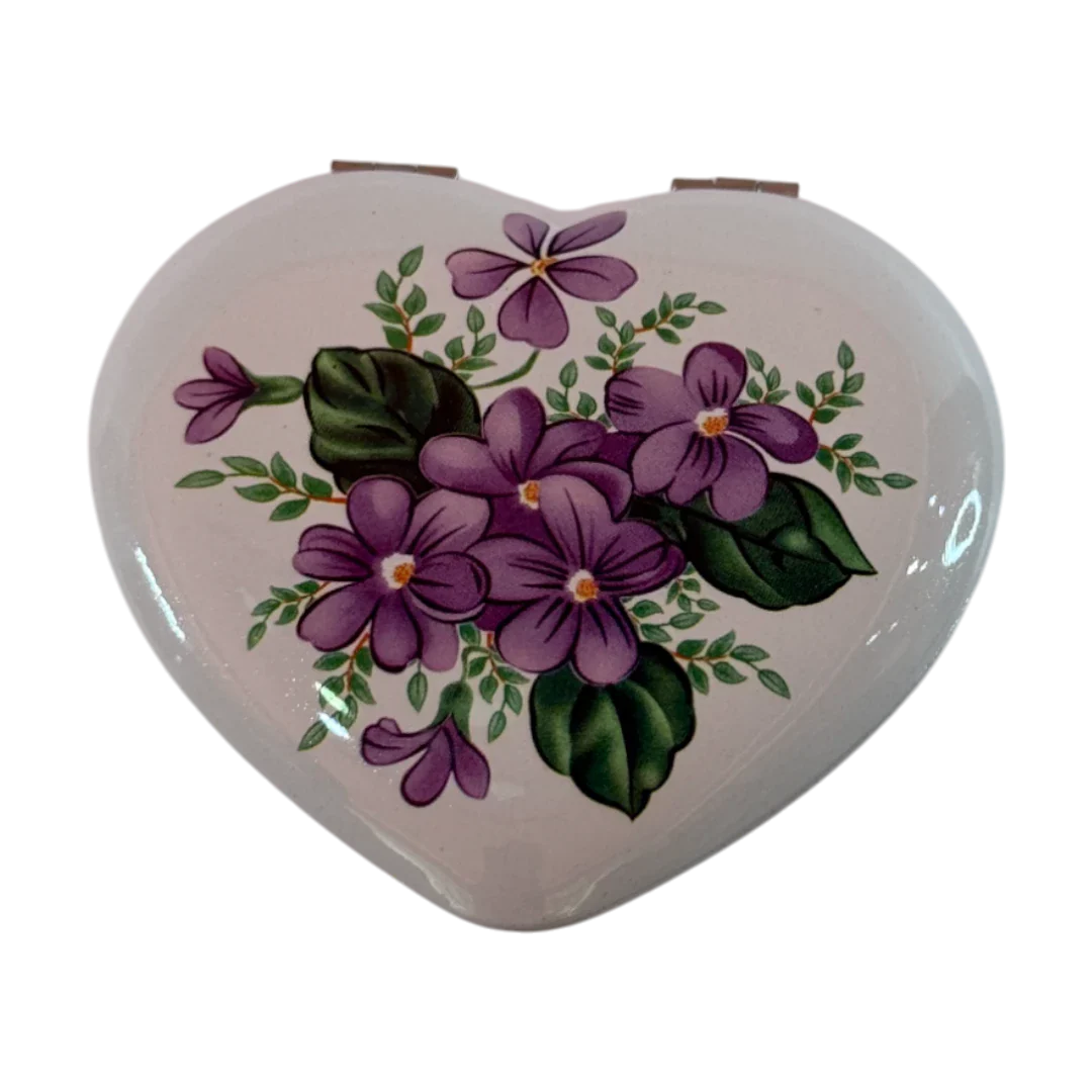 Heart-Shaped Floral Pocket Mirror – Compact & Cute – Pretty Lady MR10653
