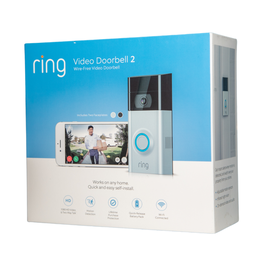 Ring Video Doorbell V2 1080p HD video Improved Motion Detection Easy Installation - Satin Nickel