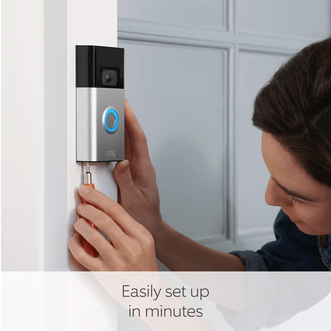 Ring Video Doorbell V2 1080p HD video Improved Motion Detection Easy Installation - Satin Nickel