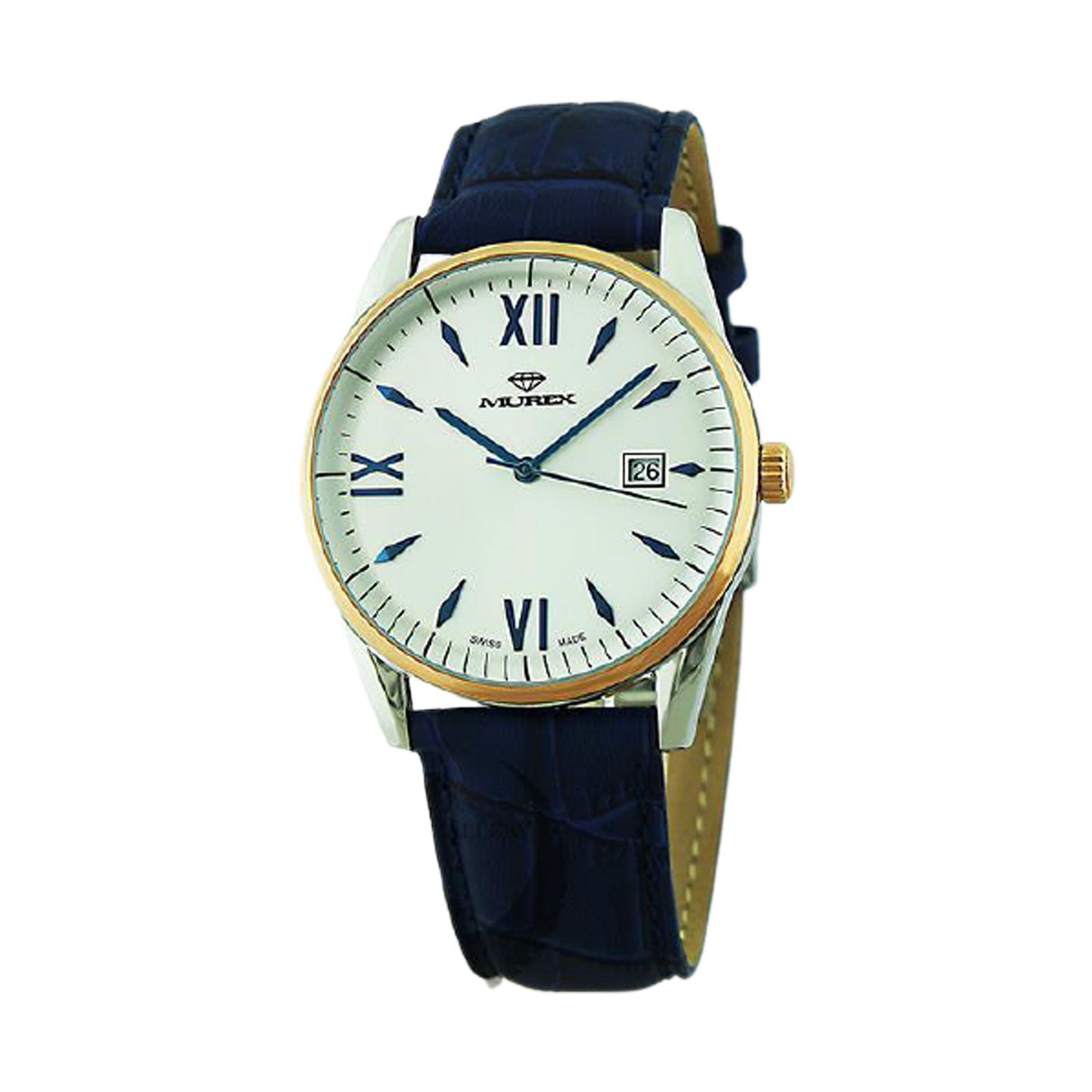 Murex Swiss Made Stainless Steel Blue Leather Watch For Men