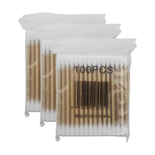 Double Head Wood Cotton Buds Medical Ear Cleaning Wood Sticks - 300Pcs