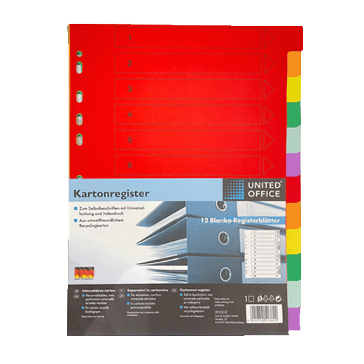 A4 United Office Universalregister 12 Blank Spreadsheets