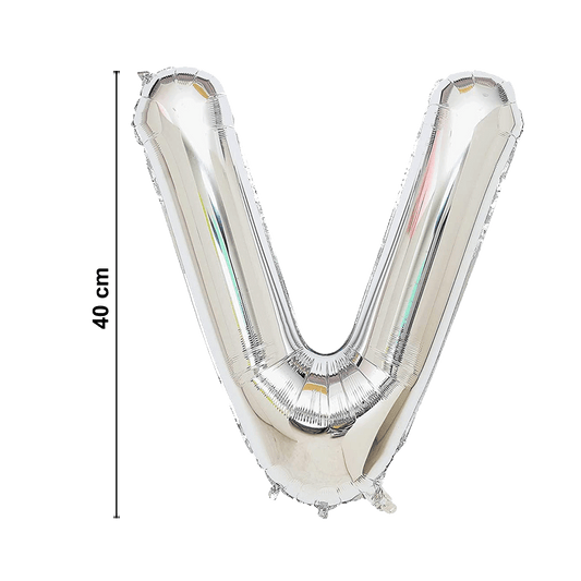 Foil Letter " V " Balloons 40cm - Silver