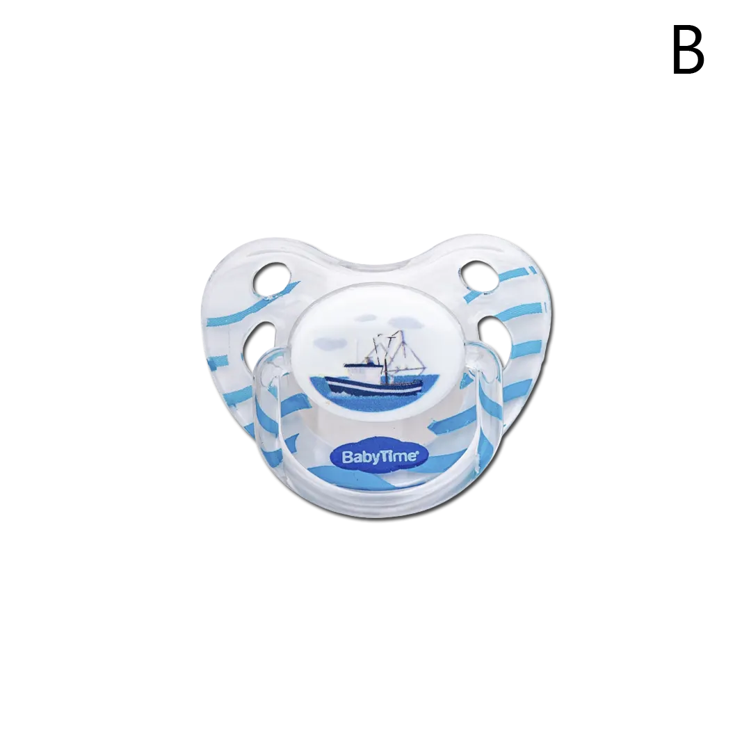 Baby Time Orthodontic Transparent Patterned Soother - 4 Styles