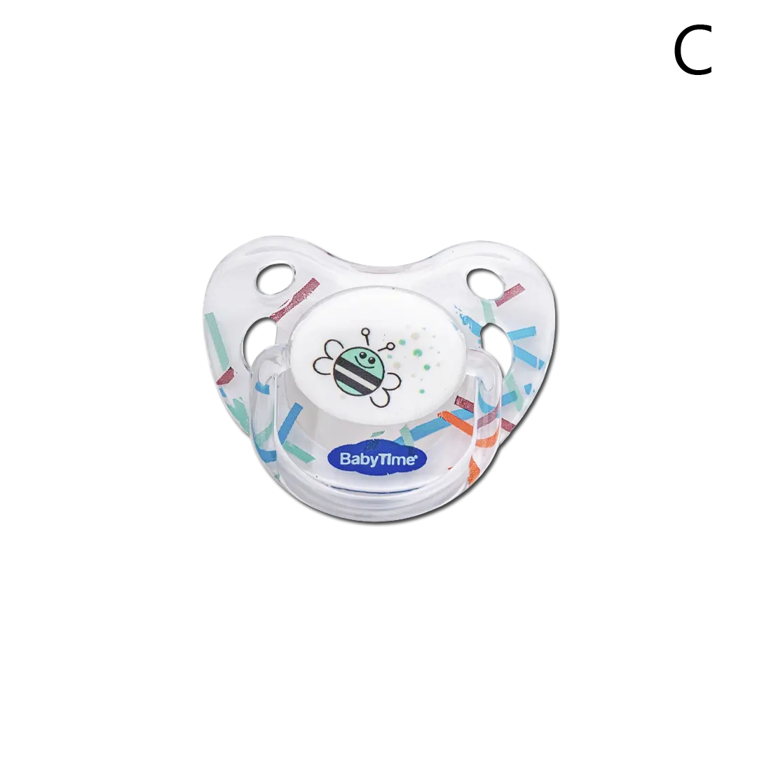 Baby Time Orthodontic Transparent Patterned Soother - 4 Styles