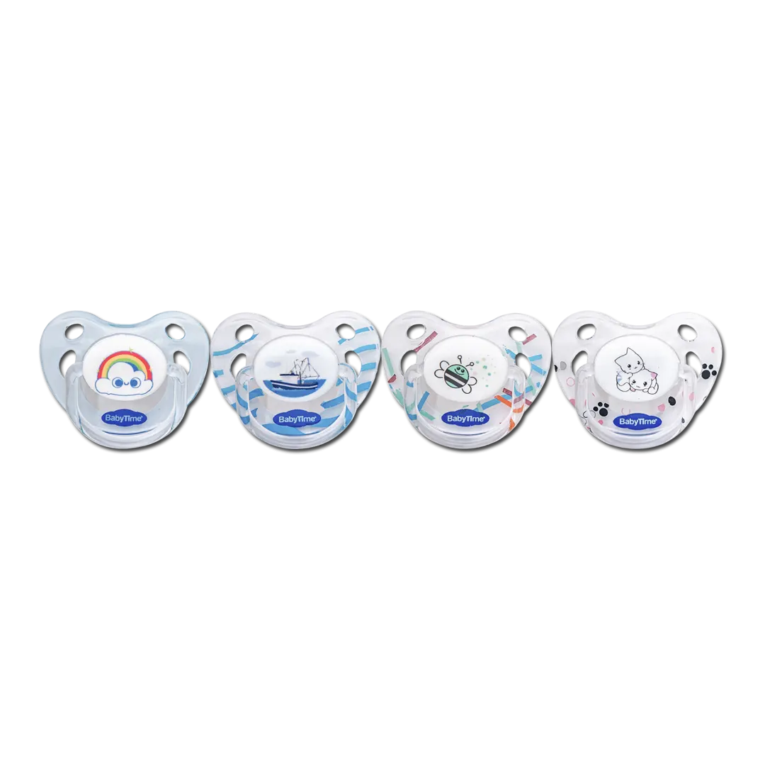 Baby Time Orthodontic Transparent Patterned Soother - 4 Styles