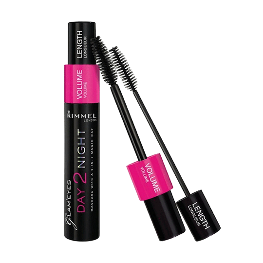 Rimmel Glam'Eyes Day 2 Night Mascara - Black - Lengthening and Volumising 2-in-1
