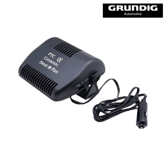 Grundig Automotive Universal 12V Ceramic Heater & Cooling Fan - Black