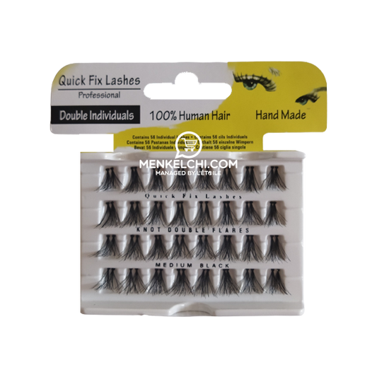 Quick Fix Eye Lashes Individuals Knot Double Flares Medium - Black