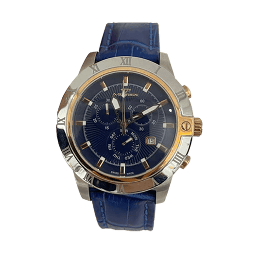 Murex Swiss Made Stainless Steel Blue Leather Watch For Men