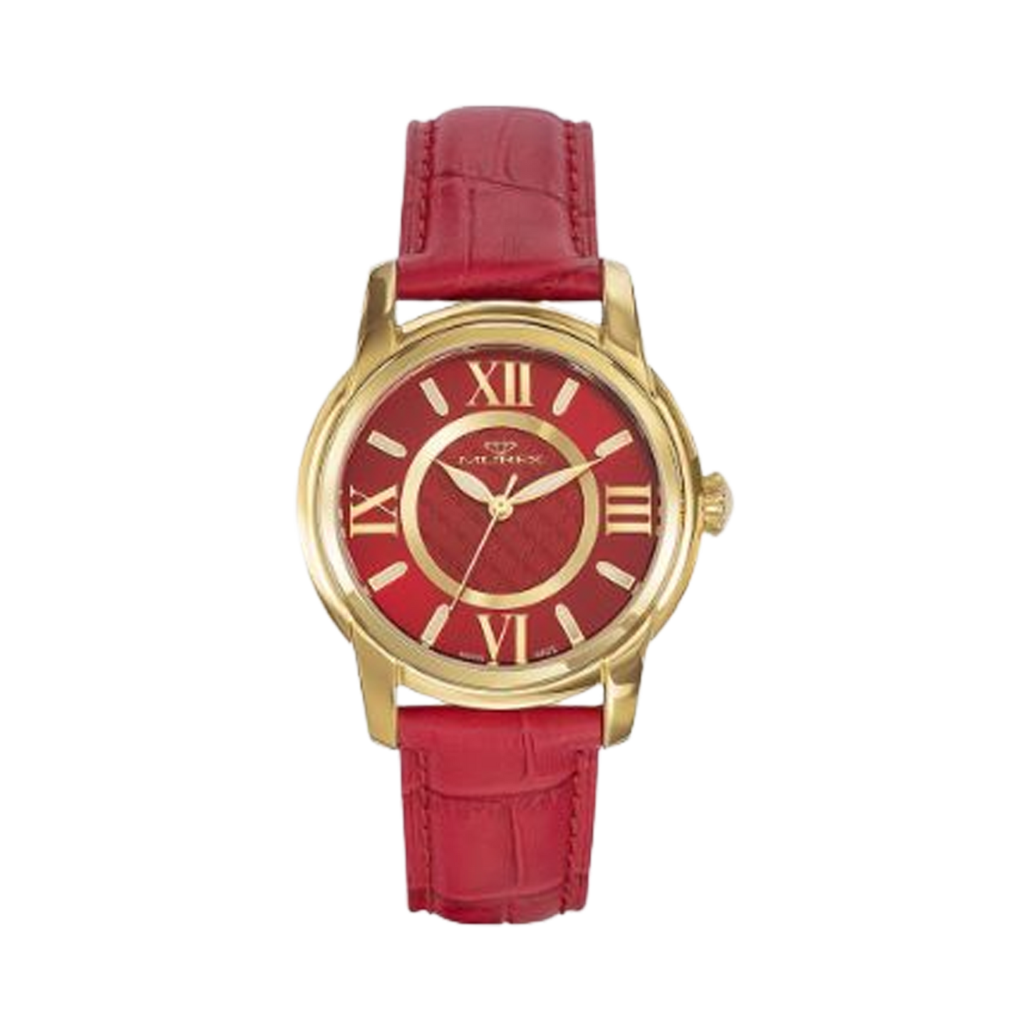 Murex Swiss Made Stainless Steel Red Leather Watch For Women