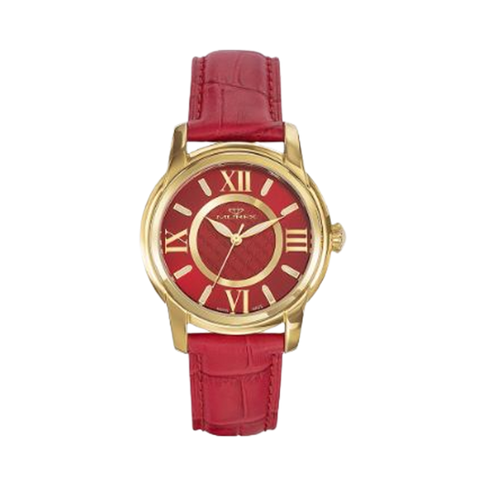 Murex Swiss Made Stainless Steel Red Leather Watch For Women