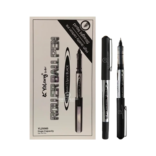 Yalong 0.5 mm Black Roller Ball Pen Pack - 12Pcs