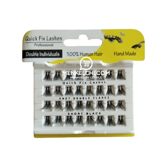 Quick Fix Eye Lashes Individuals Knot Double Flares - Short Black