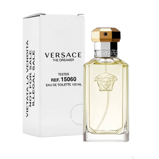 a bottle of perfume Versace The Dreamer and its packaging